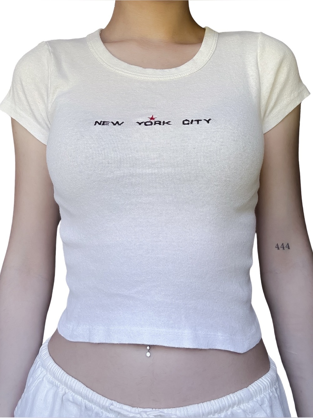 BRANDY MELVILLE New York City Tank Crop Top in White GUC